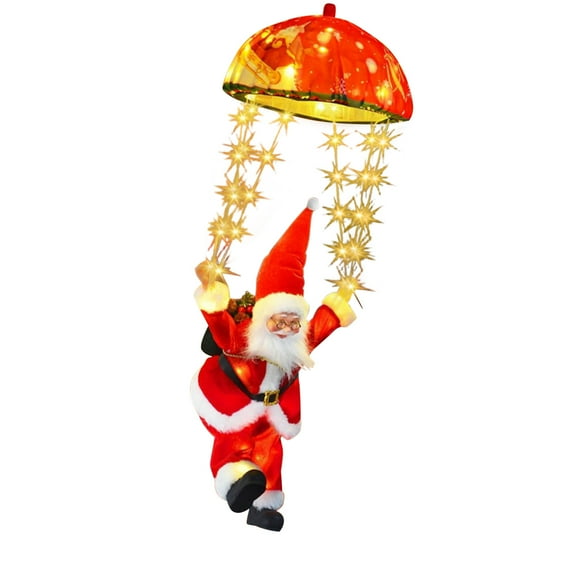Christmas Lighted Santa Parachutes Decoration Featuring Energy Saving LEDs and Any Weather Resistant Designs