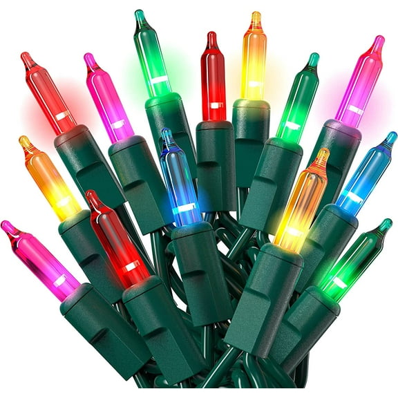 Christmas Lights, 100 Led Mini Lights Green Wire Christmas Tree String Lights Set for Indoor Outdoor Christmas Decorations, Wedding, Holiday, Party (27FT)