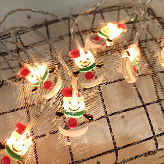 Christmas Lights, 118 Inch 20 LEDs Xmas Snowman String Lights Battery Operated Xmas Tree Lights for Indoor Wedding Party Christmas Decorations