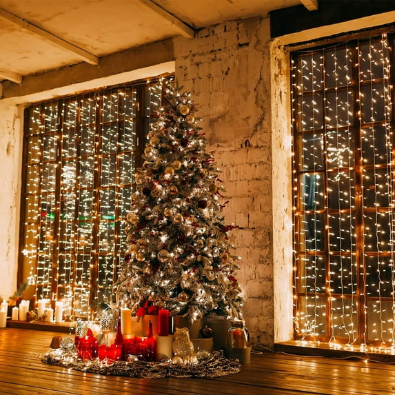 Christmas Lights, 13FT Extendable LED String Lights,Waterproof Outdoor Fairy Lights Curtain Lights Icicle Lights for Christmas Garden Patio Party Decoration
