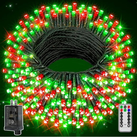 Christmas Lights 400LED 132FT, Remote Plug-in Red & Tree Lights with Timer and 8 Modes, for Indoor/Outdoor Xmas Decorations
