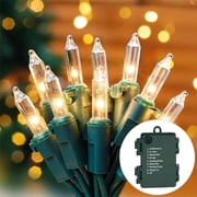 Christmas String Lights Battery Operated,Waterproof Twinkle Fairy Lights with 8 Modes & Timer for Outdoor Indoor Decorations, Warm White(16.4ft 50 LED)