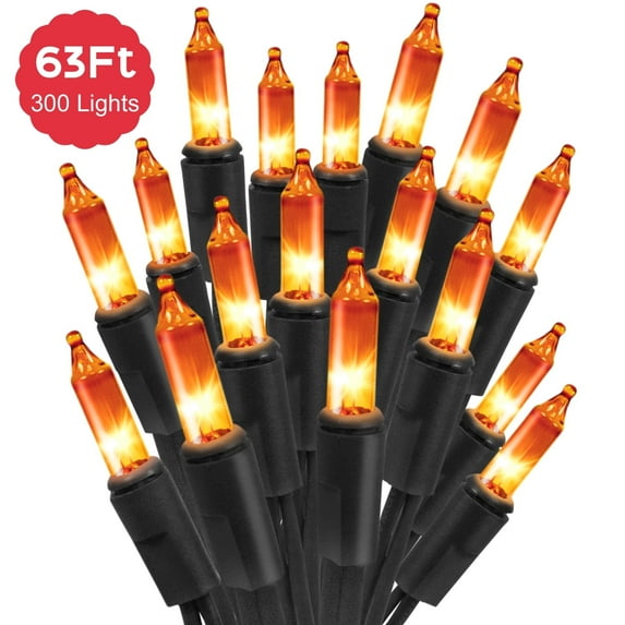 Scidweet Halloween Lights, 63 ft 300 LED Twinkle String Lights for Halloween Decorations, Orange