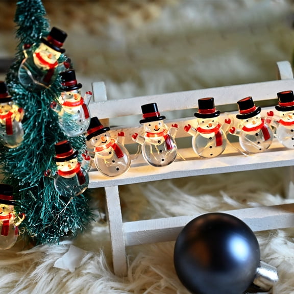 Christmas Lights, 78.74 Inch 20 LEDs Xmas Snowman String Lights Battery Operated Xmas Tree Lights for Indoor Wedding Party Christmas Decorations, Warm White