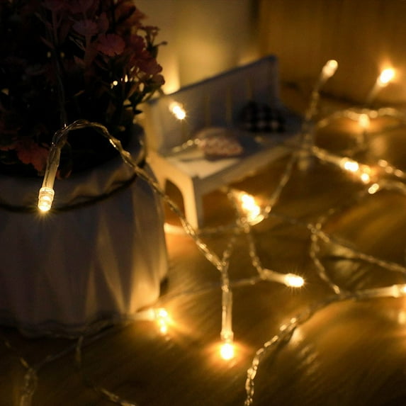 Christmas Lights Battery Operated,8 Flashing Mode Short Clear Wire Led Fairy Light String for Small Xmas Tree and Wedding Party Indoor/Outdoor Decoration