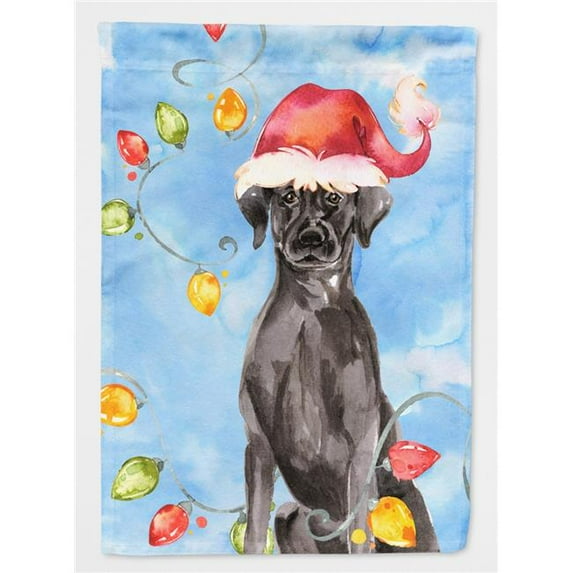 Christmas Lights Black Labrador Retriever Flag Canvas House Size