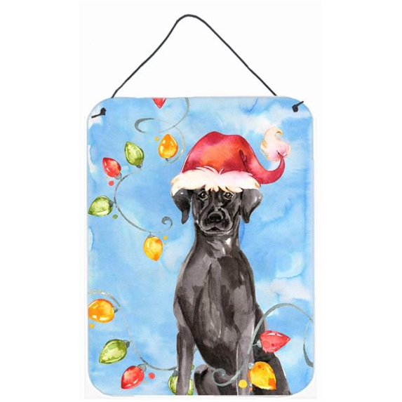 Christmas Lights Black Labrador Retriever Wall or Door Hanging Prints