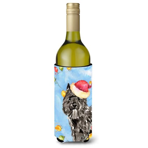 Christmas Lights Bouvier Des Flandres Wine Bottle Beverage Insulator Hugger