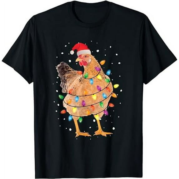 Christmas Lights Chicken Shirt Santa Funny Xmas Tree Chicken T-Shirt