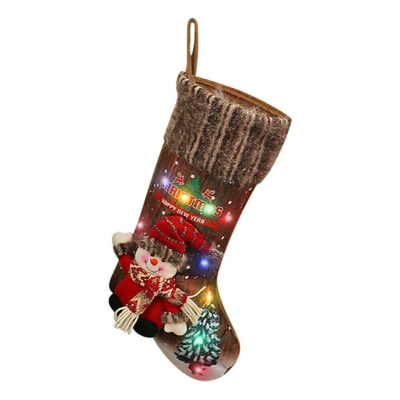 Christmas Lights, Christmas Socks, Festive Holiday Decor Set with LED Lights and Ornaments for Fireplace, Children's Gift Bags, Home and Office Party Decoration, 46CM