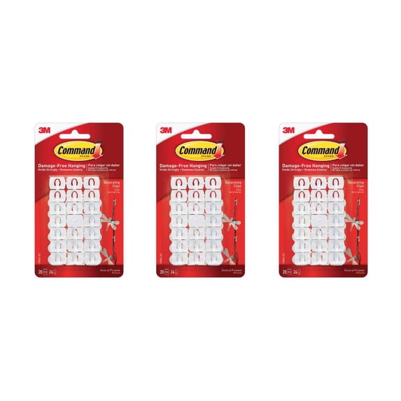 Christmas Lights Clips Hooks Decorate Xmas Holiday Command 17026 White, 3-Pack