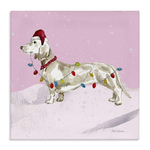 Stupell Industries Christmas Lights Dachshund Canvas Wall Art, design by Carol Robinson, 24 x 24