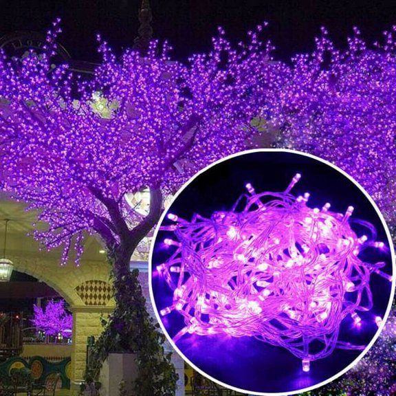 Christmas Lights Decorations, 100 LED 32FT 8 Modes Curtain Fairy String Lights Decor, Christmas Tree Lights Outdoor Waterproof for Christmas Holiday Wedding Party (Purple)