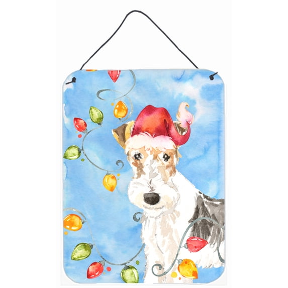 Christmas Lights Fox Terrier Wall or Door Hanging Prints