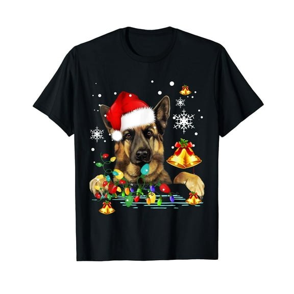Christmas Lights German Shepherd Dog T-Shirt For Dog Lover Gift