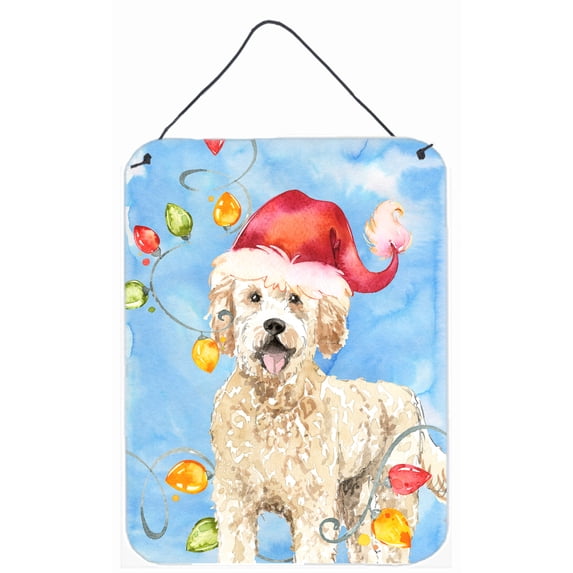 Christmas Lights Goldendoodle Wall or Door Hanging Prints
