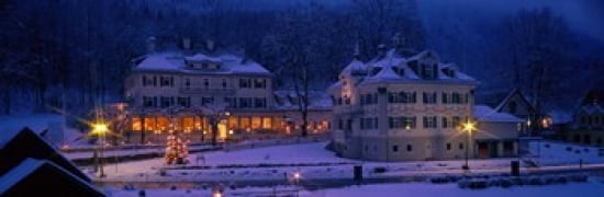 Christmas Lights Hohen-Schwangau Germany Canvas Art - Panoramic Images (18 x 6)