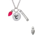 thumbnail image 1 of Christmas Lights - Hot Pink Resin - C - Script Initial Disc Courage Strength Wisdom Zoe Necklace, 1 of 1