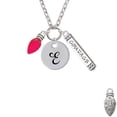 thumbnail image 1 of Christmas Lights - Hot Pink Resin - E - Script Initial Disc Courage Strength Wisdom Zoe Necklace, 1 of 1
