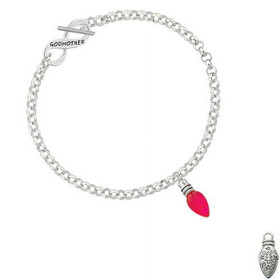 Christmas Lights - Hot Pink Resin Godmother Infinity Toggle Chain Bracelet