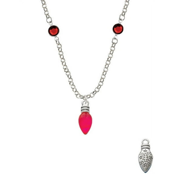 Christmas Lights - Hot Pink Resin Red Crystal Fiona Necklace