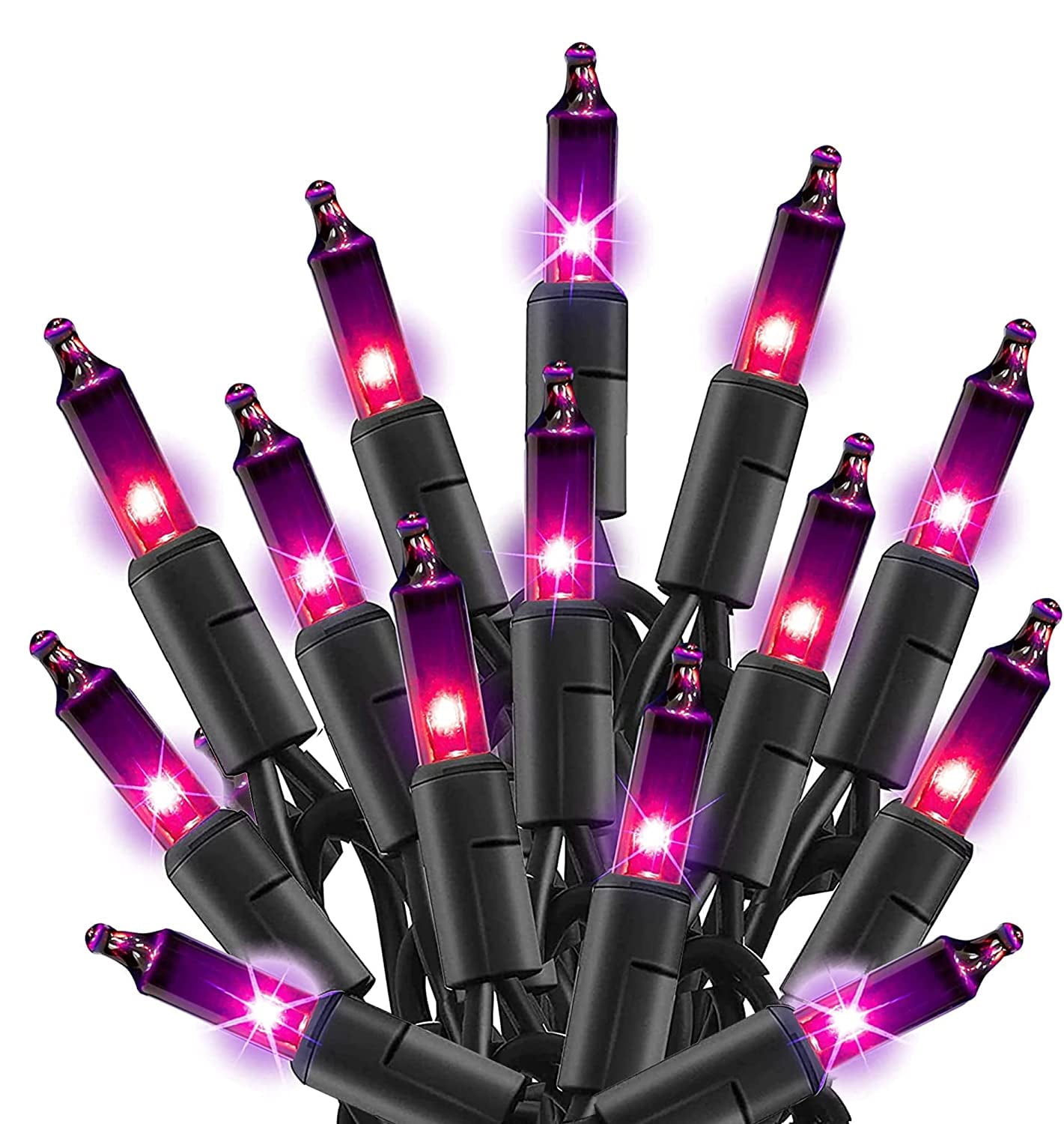 Christmas Lights Indoor Outdoor, 16.4ft 50-count Lights Incandescent Mini String Light, Battery Powered Lights for Xmas Tree, Patio, Holiday, Party, Home, Garden, Decorations (Purple)