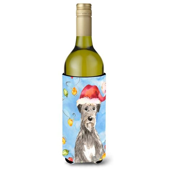 Christmas Lights Irish Wolfhound Wine Bottle Beverage Insulator Hugger