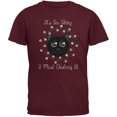 thumbnail image 1 of Christmas Lights Its So Shiny Cat Maroon Adult T-Shirt - X-Large, 1 of 1