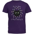 thumbnail image 1 of Christmas Lights Its So Shiny Cat Purple Adult T-Shirt, 1 of 1