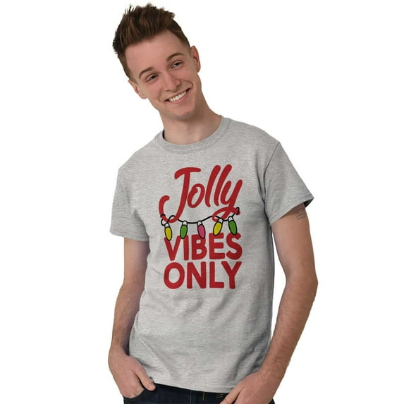Christmas Lights Jolly Vibes Only Men's Graphic T Shirt Tees Brisco Brands M
