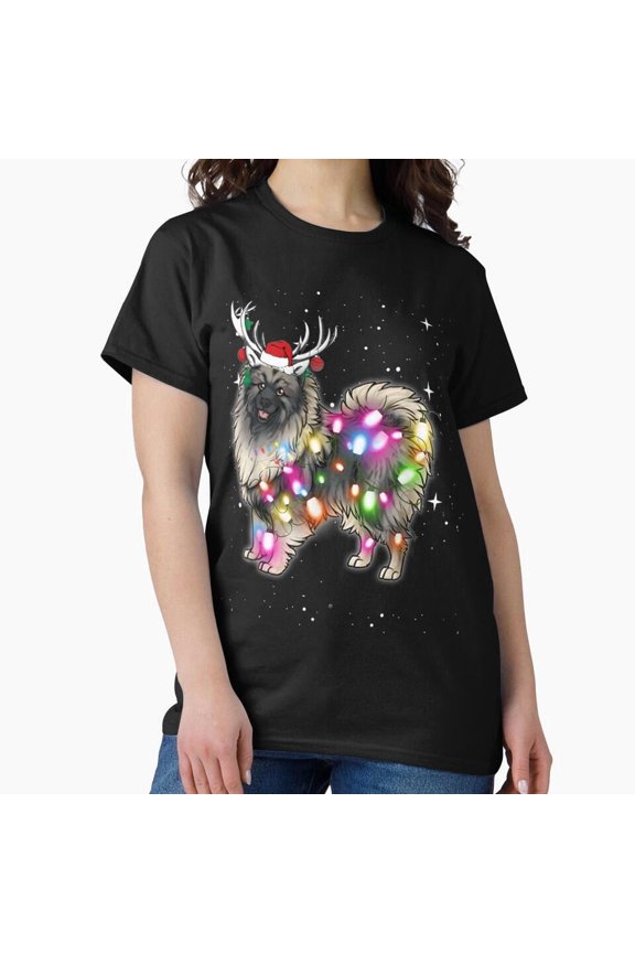 Christmas Lights Keeshond Dog Winter Walk Cute Pet Lover Holiday Gift G17007 Unisex T-Shirt, Up to Size 5XL