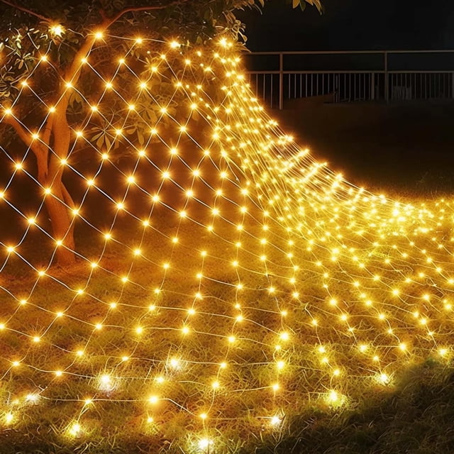 Christmas Lights, LED Christmas Net Lights Outdoor, Waterproof Mesh String Lights, 192 LED 9.8 ft x 6.6 ft 8 Modes Plug in, Decor for Bushes Garden Party Xmas Tree