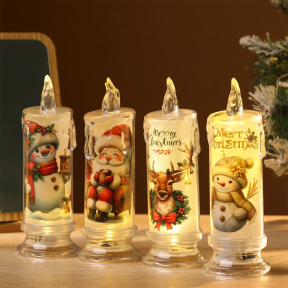 Christmas Lights Led Christmas Led Electronic Candle Light Christmas Snowman Santa Claus Christmas Reindeer Decoration Luminous Night Light Mood Light Ornaments Christmas Decorations Indoor Lights