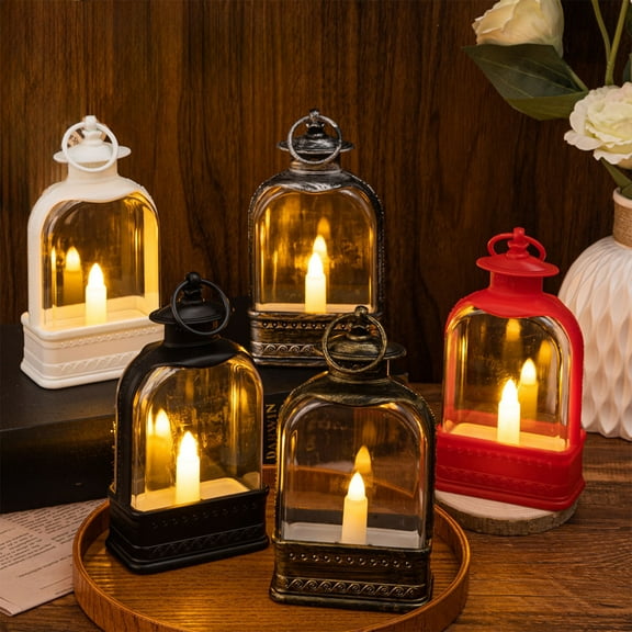 Christmas Lights Led Flat Style LED Electronic Lantern Oil Lamp Small Lantern For Home Dining Room Christmas Decoration Christmas Decorations Indoor Lights