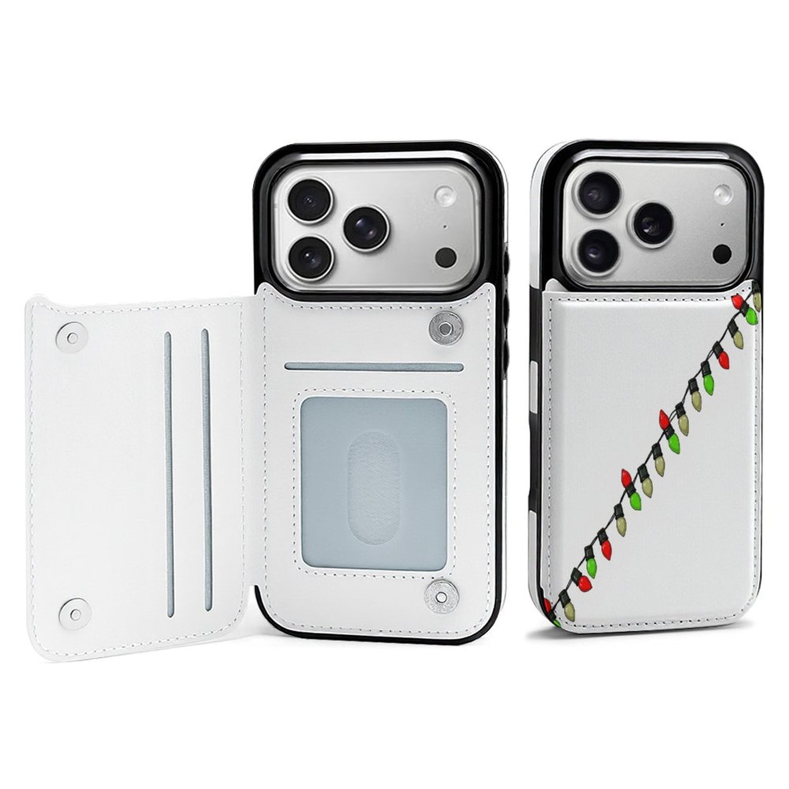 Christmas Lights Line Decorated String Leather Wallet Case for iPhone ...