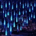 thumbnail image 1 of Christmas Lights, Meteor Shower Icicle String Lights, 18 Inches 8 Tubes 288 LED Christmas Lights Outdoor Dropping Lights, Hanging Falling Rain Lights Holiday Christmas Tree Lights, Blue, 1 of 9