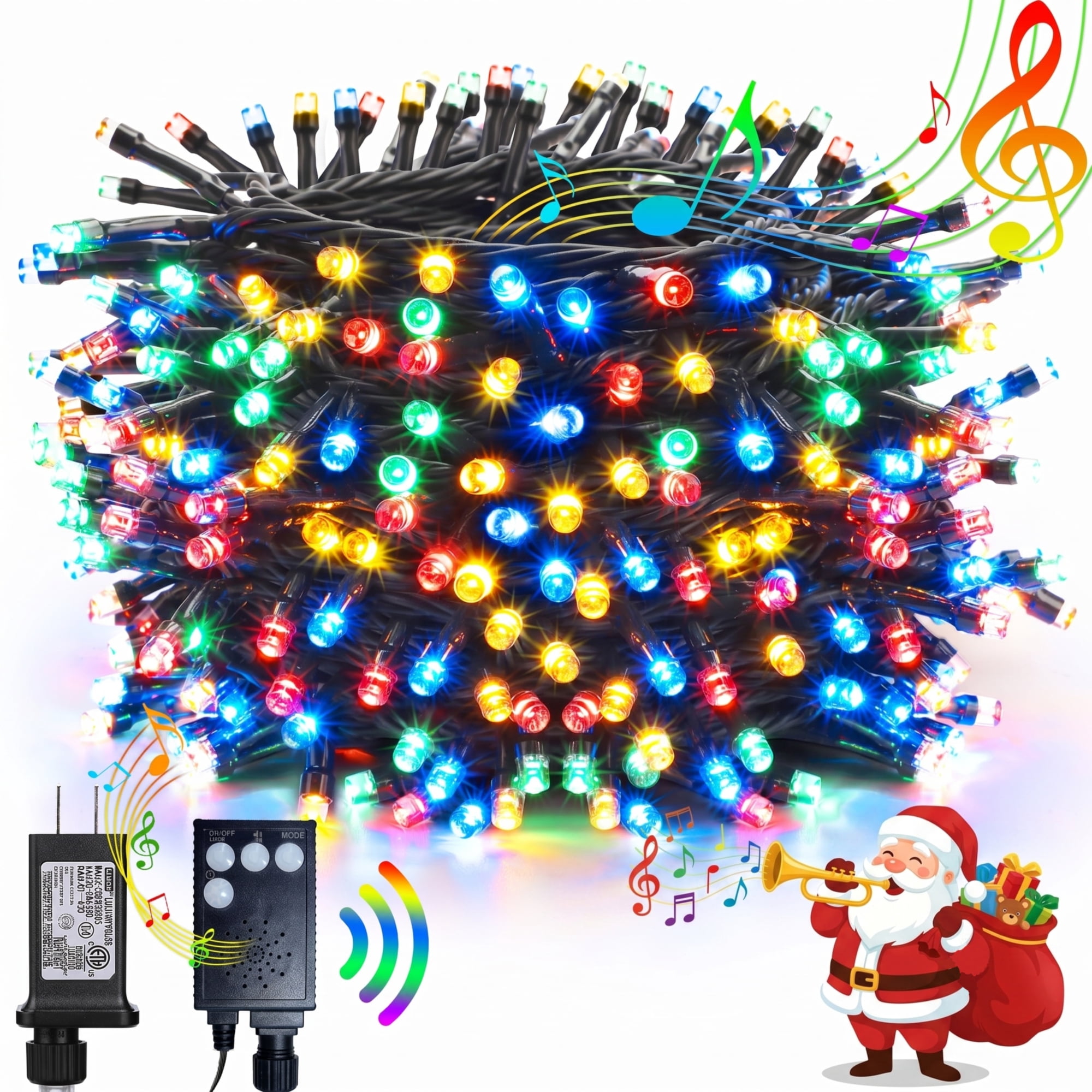 Christmas Lights Outdoor, 82ft 200 LED Christmas String Lights with Music, Plug in Motion Sensor Waterproof Holiday String Light for Indoor Outdoor Home Party Tree Yard Decor