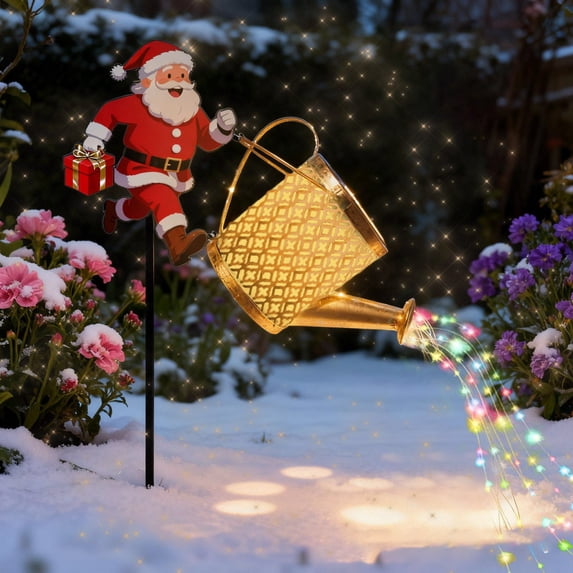 Christmas Santa Solar-Gießkannenlichterkette – Bunte Weihnachtsbeleuchtung Für Garten, Balkon & Terrasse, Wetterfest