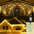 thumbnail image 1 of Christmas Lights Outdoor Decorations 400 LED 33ft 8 Modes Curtain Fairy String Light with 75 Drops, Clear Wire LED String Light Decor for Wedding Party Holiday Christmas Decorations Cool White, 1 of 8
