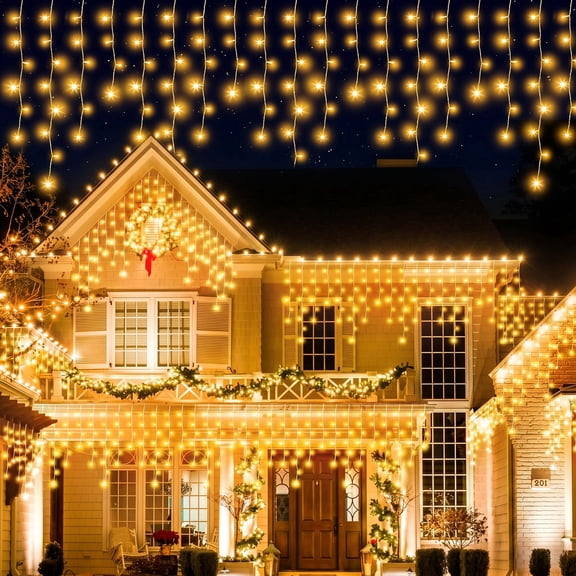 Outdoor String Lights, 32.8 ft 400 LED Icicle String Lights for Wedding Birthday Party Home Patio Decor & Mothers Day Gifts