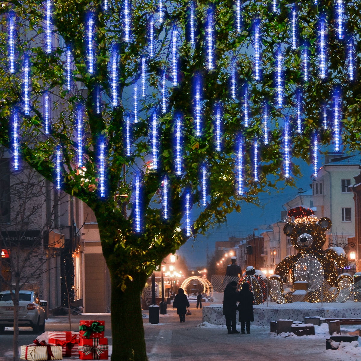 Christmas Lights Outdoor, Meteor Shower Falling Rain Lights 10cm 10