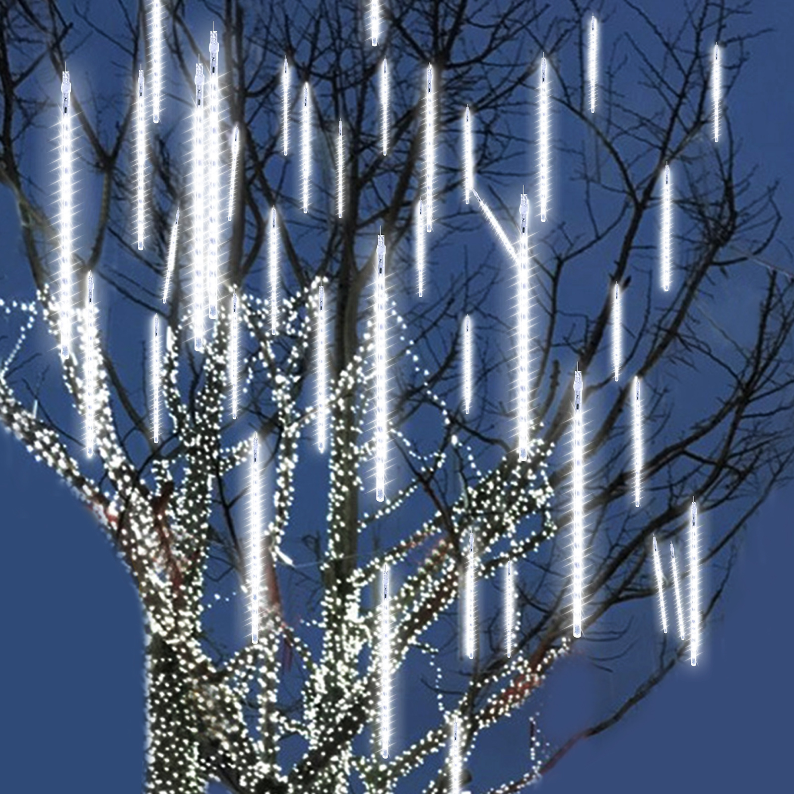 Christmas Lights Outdoor, Meteor Shower Falling Rain Lights 11.8 inch