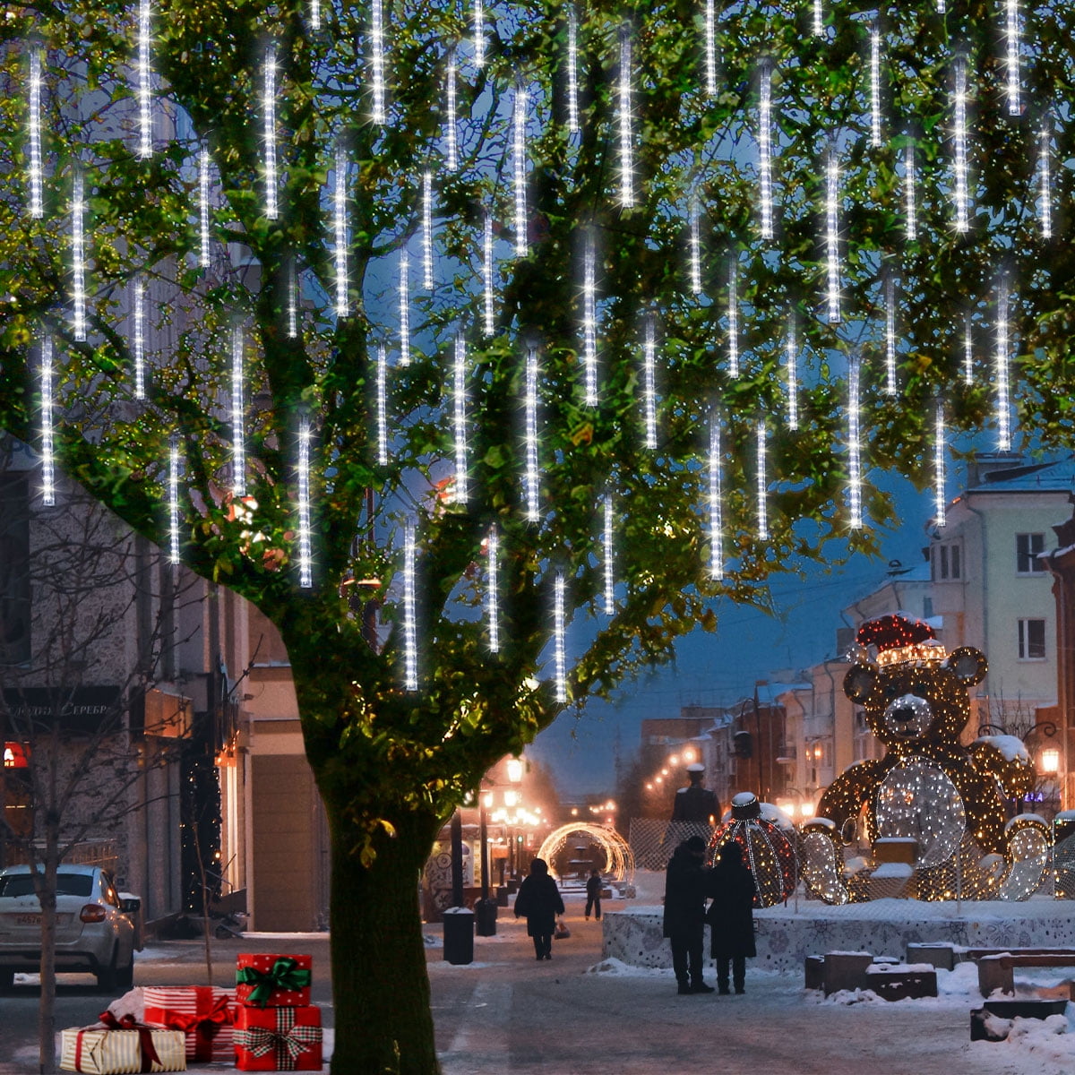 Walmart Black Friday Deals 2025 - GLUAAE Christmas Lights Outdoor, Meteor Shower Rain 10 Tube 200 LED Decoration, White