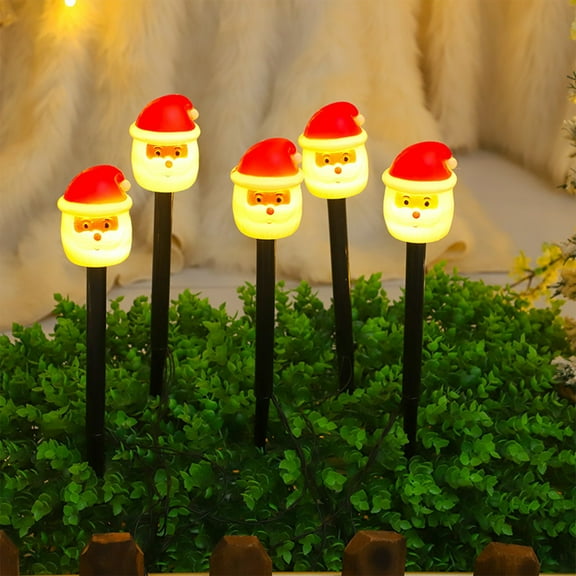 Christmas Lights Outdoor, Solar Christmas Decorations, Colorful Snowman Candy Ground Plug Lights String for Patio, Plastic Red Green Holiday Decorative