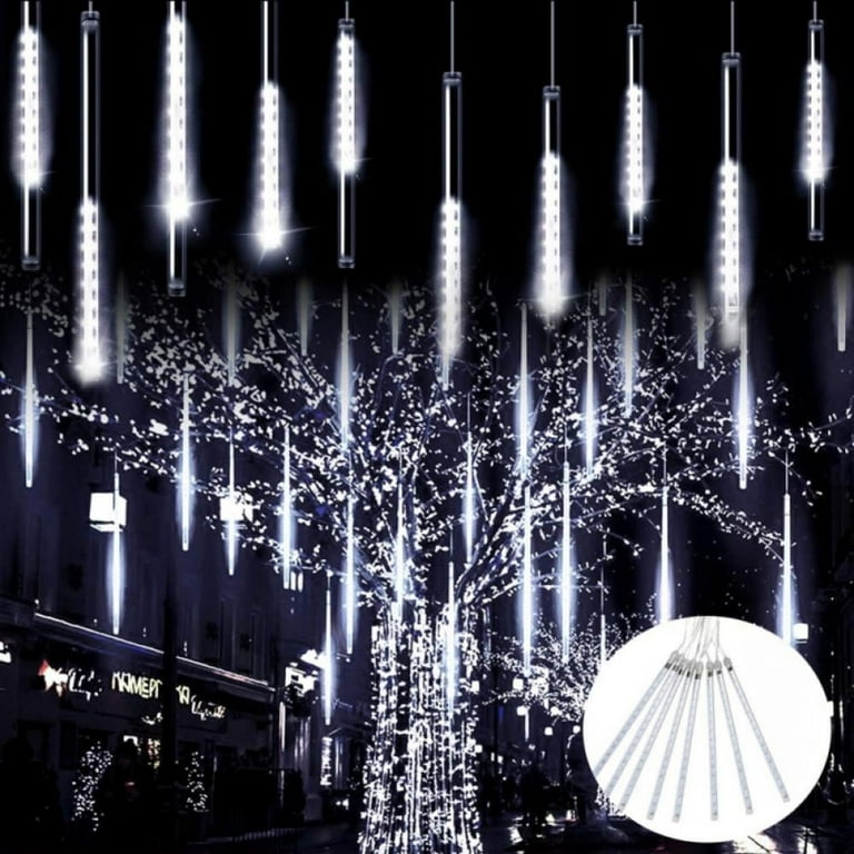 Christmas Lights Outdoor Tree Snowfall LED Dripping Icicle Shooting Star Lights 12 inch 8 Tubes Meteor Shower Falling Rain Lights for Festival Decor Walmart