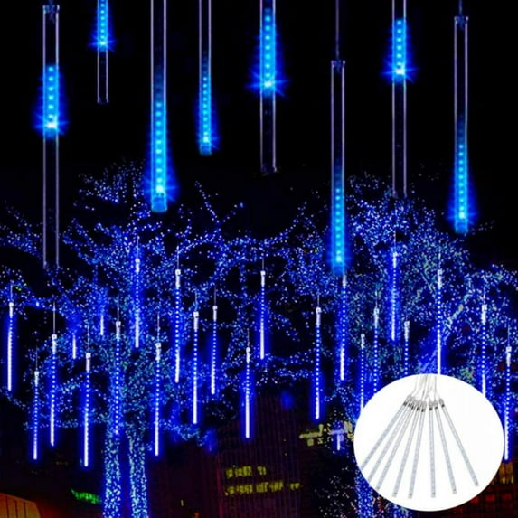 Christmas Lights Outdoor Tree Snowfall LED Dripping Icicle Shooting Star Lights 12 inch 8 Tubes, Meteor Shower Falling Rain Lights for Festival Decor