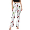 thumbnail image 1 of Christmas Lights Pattern on White High Waisted Casual Flared Trousers Summer Home Pants Gift Street Fashion Night Club Big Size Trousers, 1 of 5