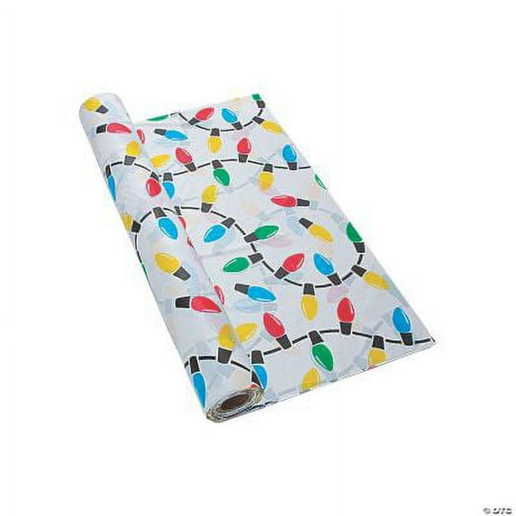 Christmas Lights Plastic Tablecloth Roll, Christmas, Party Supplies, 1 Piece