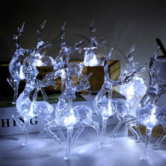 Christmas Lights Reindeer String Lights - 10 LED Battery Operated Christmas Decorations for Bedroom Mantel Doorway Tree Tent Indoor Outdoor Thanksgiving Decor