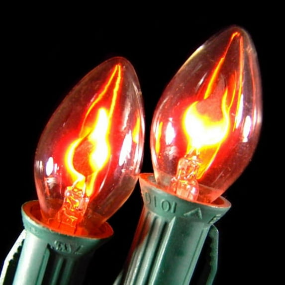 Christmas Lights Replacement Bulbs C7 Flicker Flame 1W/120V 2 Pack ROUNDED TIP